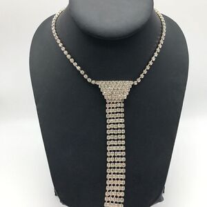 Vintage Clear Rhinestone Art Deco Style High End Ladies Statement Necklace